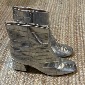 SCHUTZ Metallic Silver Ankle Boots